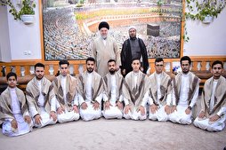 وكيل المرجع السيستاني في قم يلتقي وفد المواهب القرآنية للعتبة الحسينية