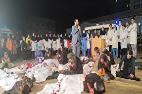 بازسازی فاجعه «المعمدانی» در بیمارستان کاشانی شهرکرد + فیلم و عکس